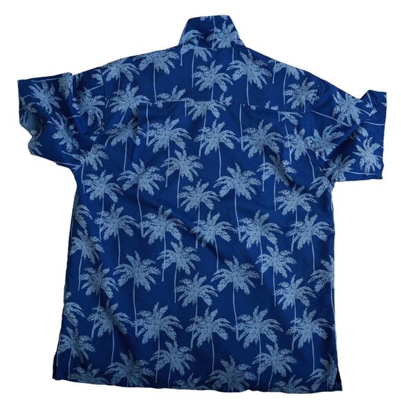 Uzzi men's Hawaiian button down shirt size medium blue palm trees - Picture 4 of 4